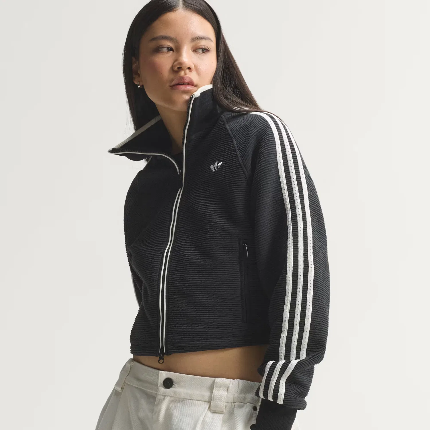 Женская куртка-толстовка с высоким воротом Firebird Tracktop Adidas Originals, черный/белый