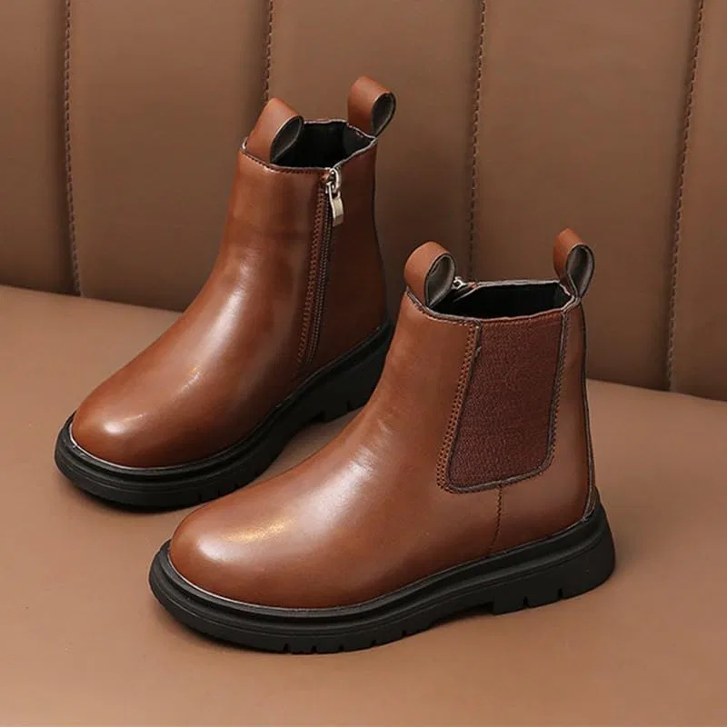 Детские зимние ботинки на меху с молнией Zzalalana, Brown — фото 2