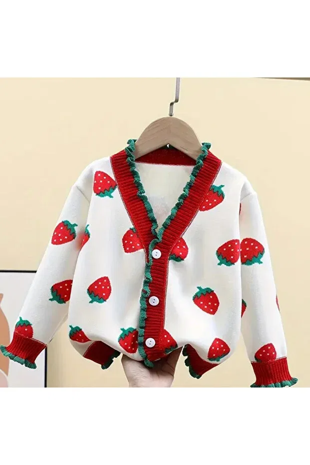 Детский кардиган для девочек с принтом Strawberry Darko, White