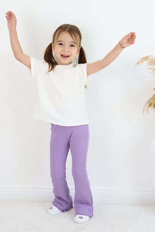 Детские леггинсы для девочек хлопковые Flare Leg Fesshera Kids, Purple — фото 3