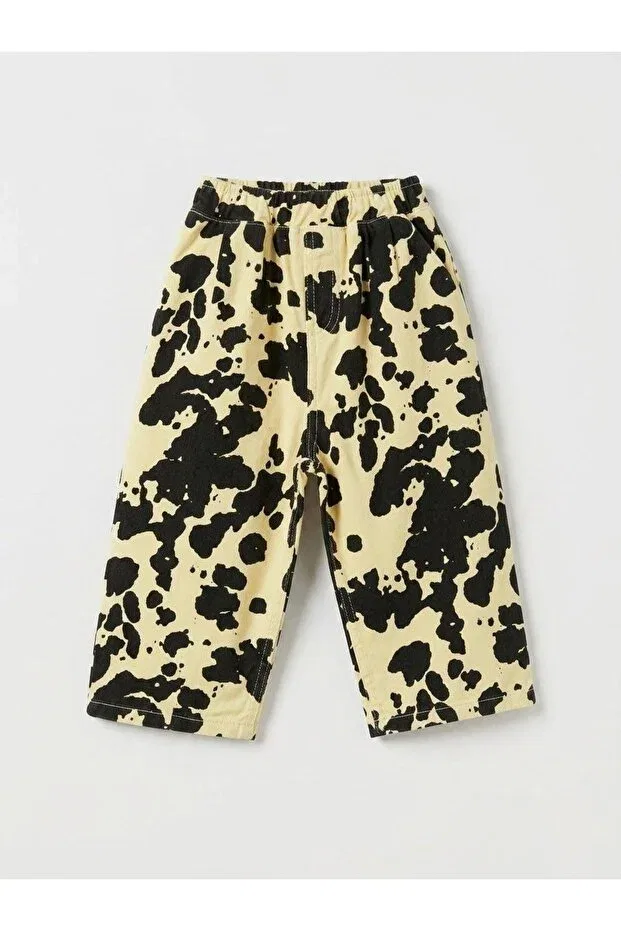 Детские джинсы для девочек с принтом Dalmatian pattern camouflage ballon Saydamoda, Yellow Black — фото 3