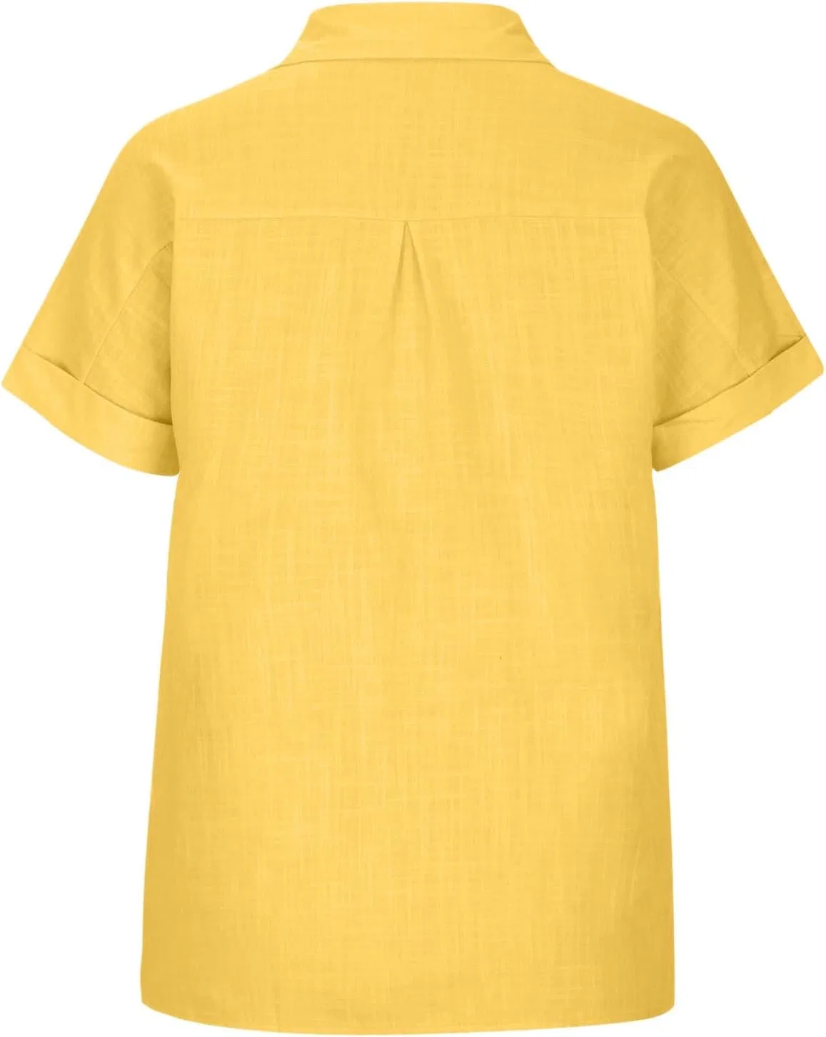 Женская льняная блуза с коротким рукавом оверсайз Generic, D-yellow — фото 4
