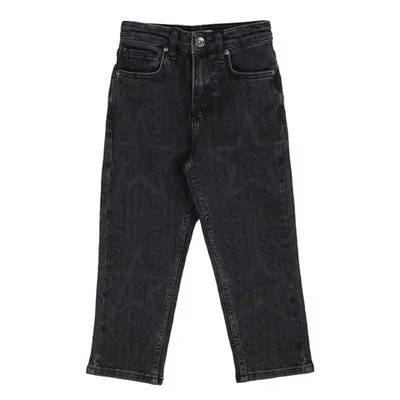 Джинсы с регулируемой талией Kids Denim Bottom Jeans MSGM, Denim Nero/Black Denim