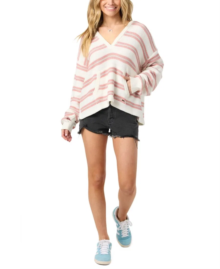 Женский свитер с капюшоном и полосатым трикотажем Catamaran Relaxed Hooded O'Neill, Canyon Rose