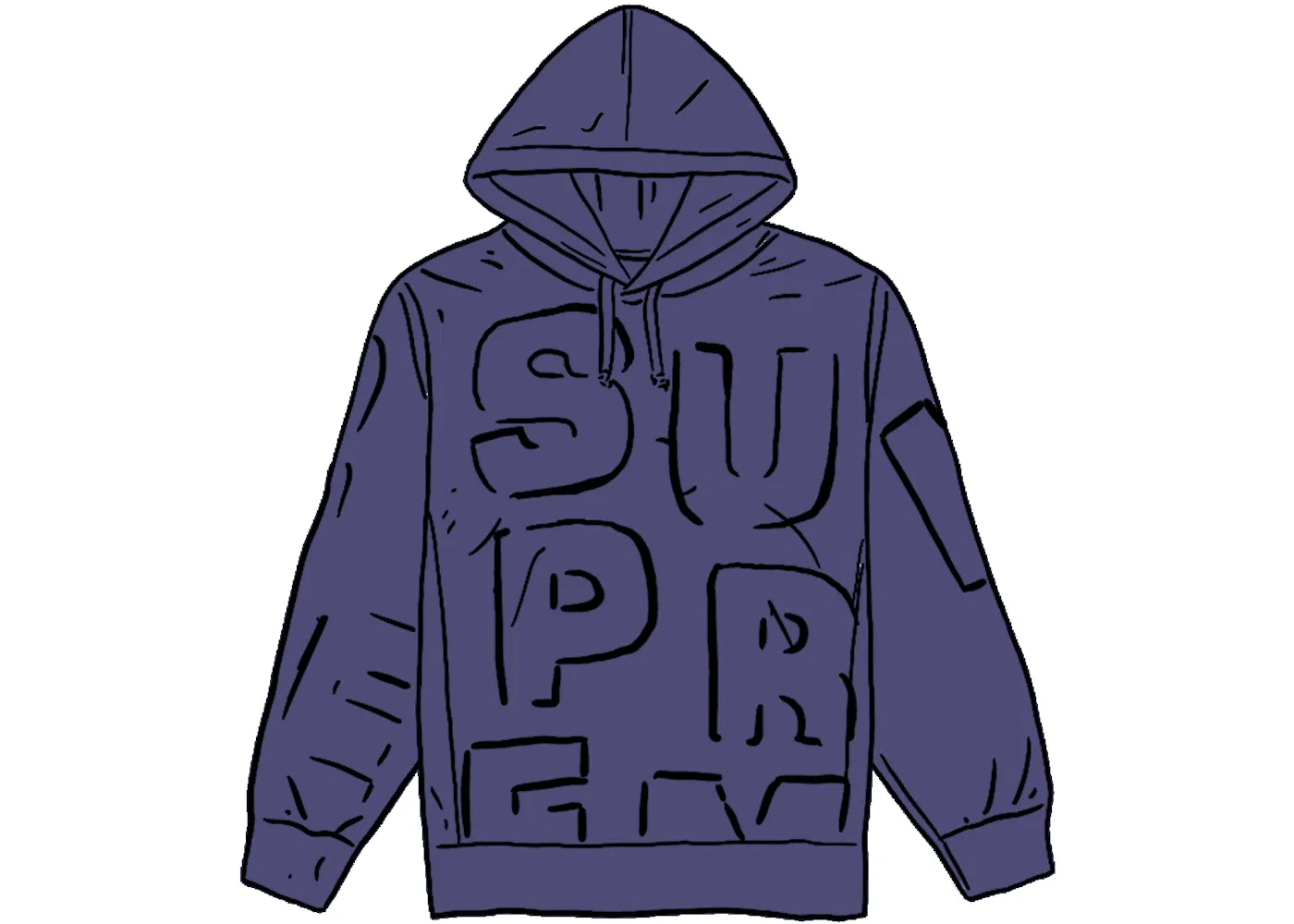 Мужской худи с принтом Cutout Letters Supreme, Washed Navy