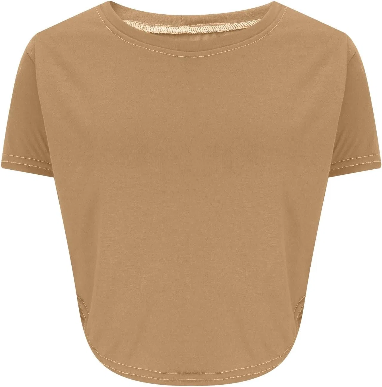 Женская свободная футболка с круглым вырезом, Khaki — фото 4