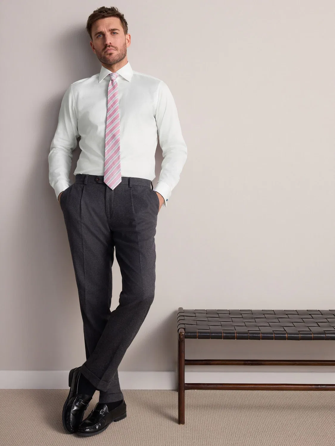 Рубашка с фактурой, Slim Fit, Signature Premium Next, белый — фото 2