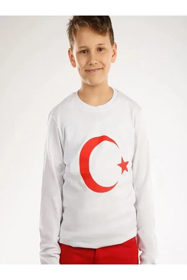 Детская футболка для девочек с длинным рукавом с принтом Moon Star Printed Long Sleeve Befs Store, White — фото 2