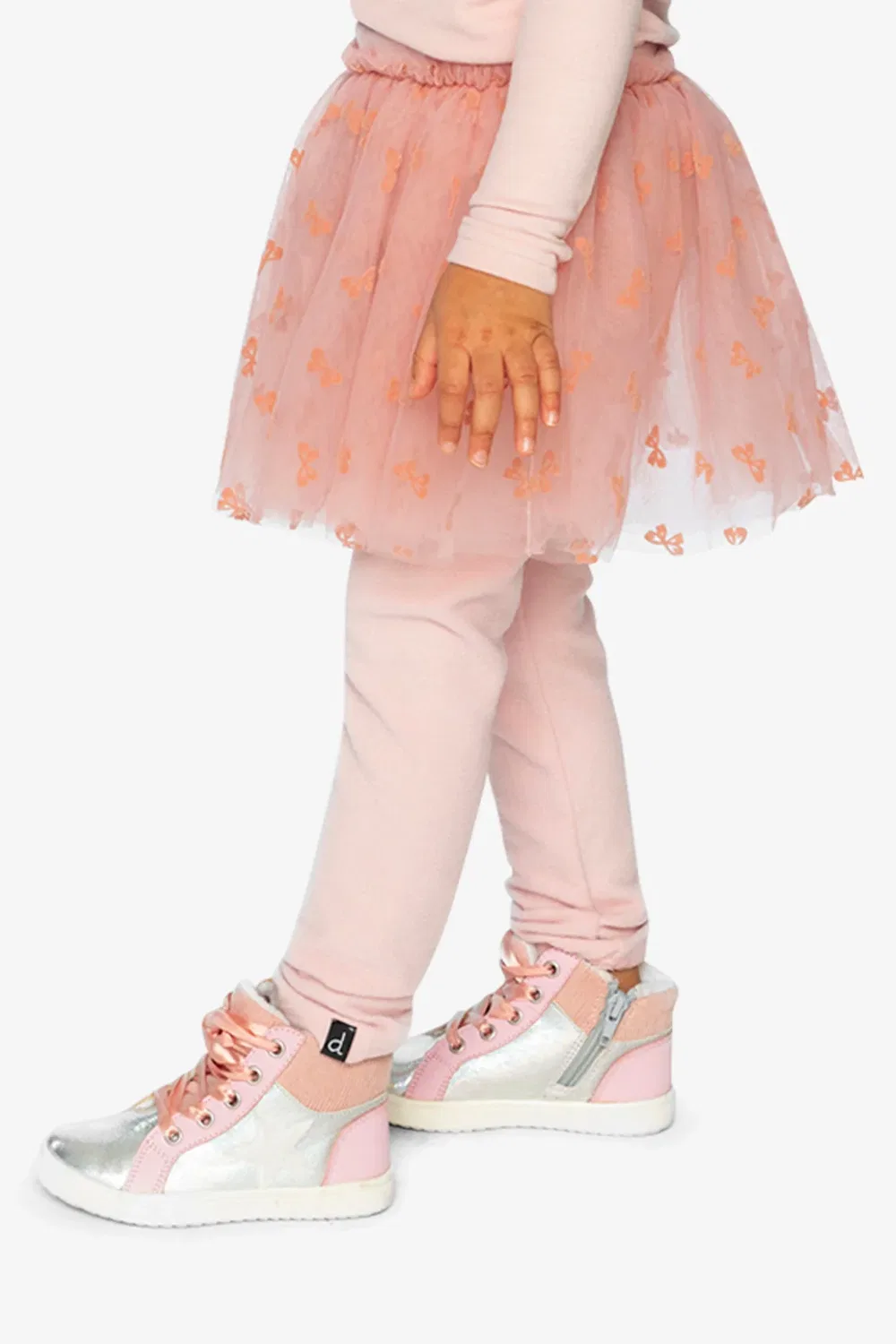 Детские леггинсы с юбкой из тюля Deux par Deux, Pale Dusty Pink — фото 3
