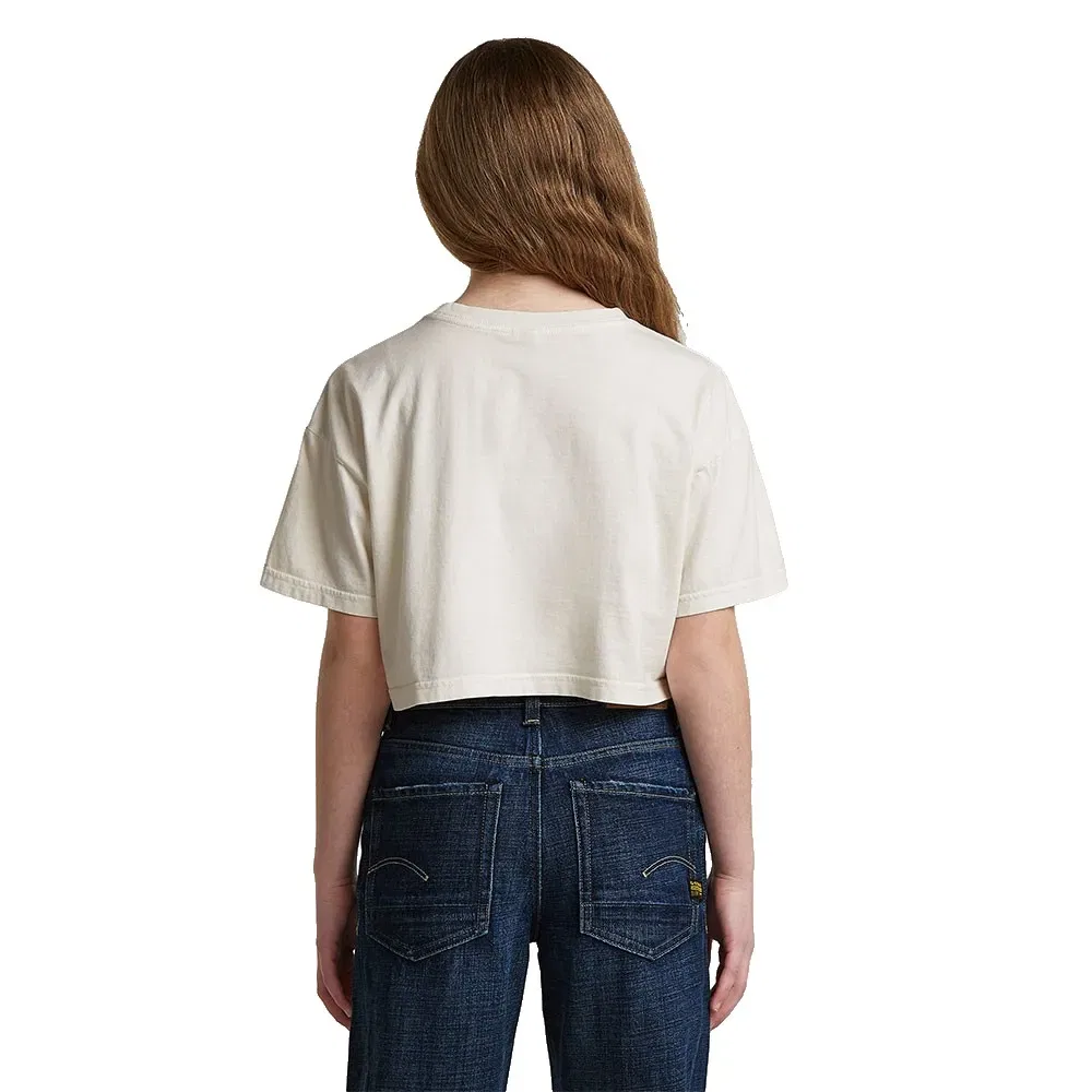 Детская футболка с коротким рукавом Boxy Cropped Tee G-Star, Beige — фото 2
