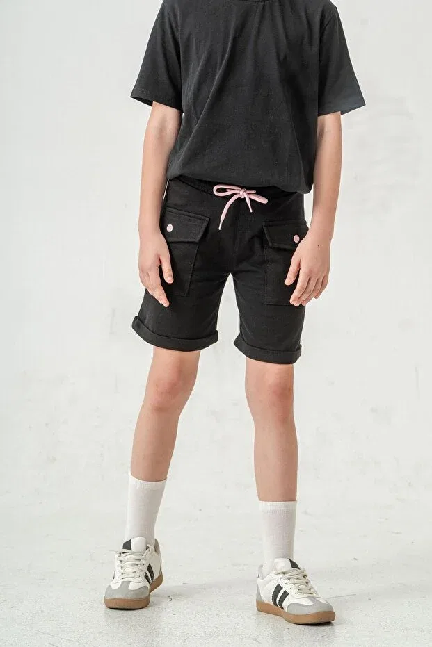 Детские шорты для девочек с карманами Mışıl Kids, Black — фото 4