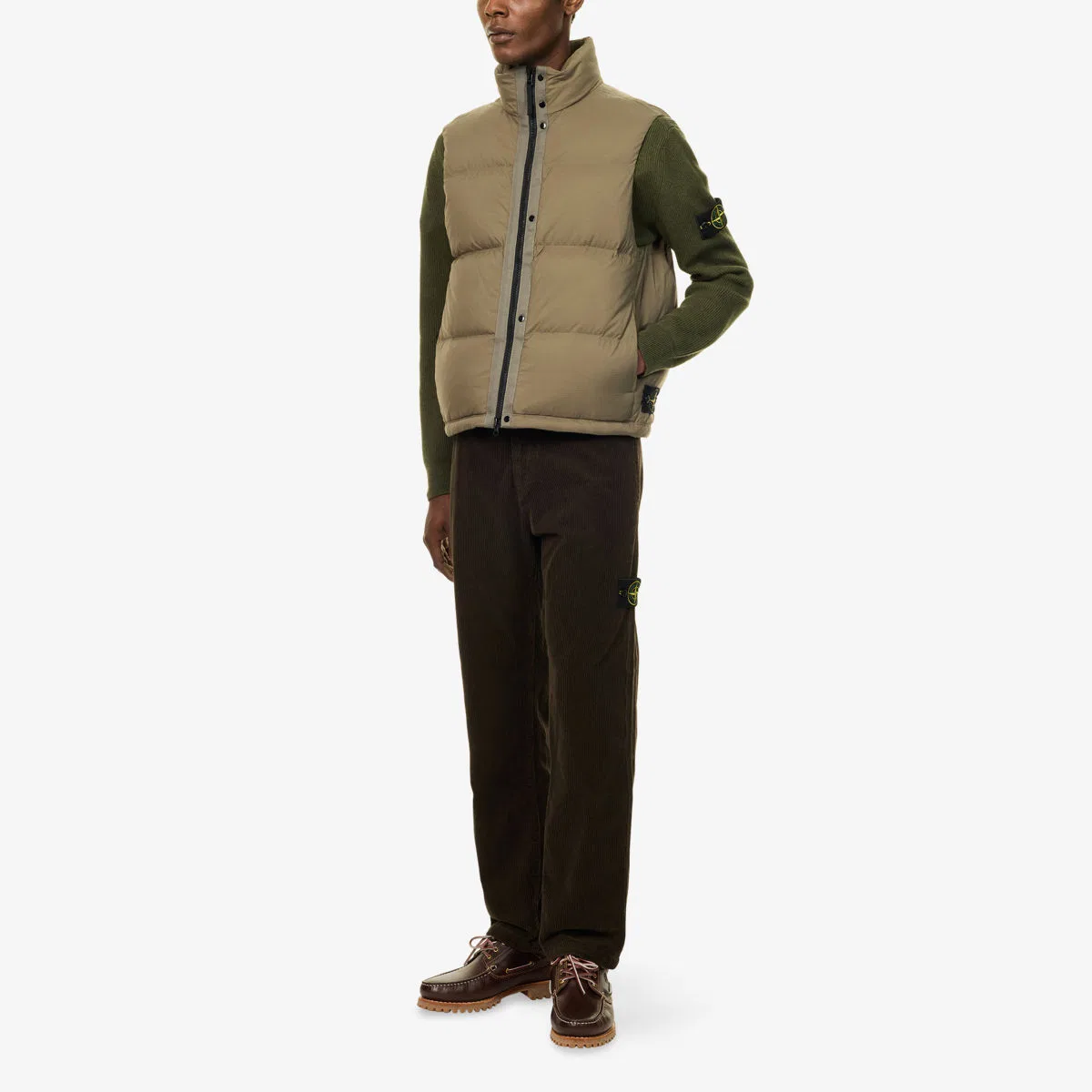 Жилет из рипстоп-кордуры с пуховой подкладкой Stone Island, зеленый — фото 2