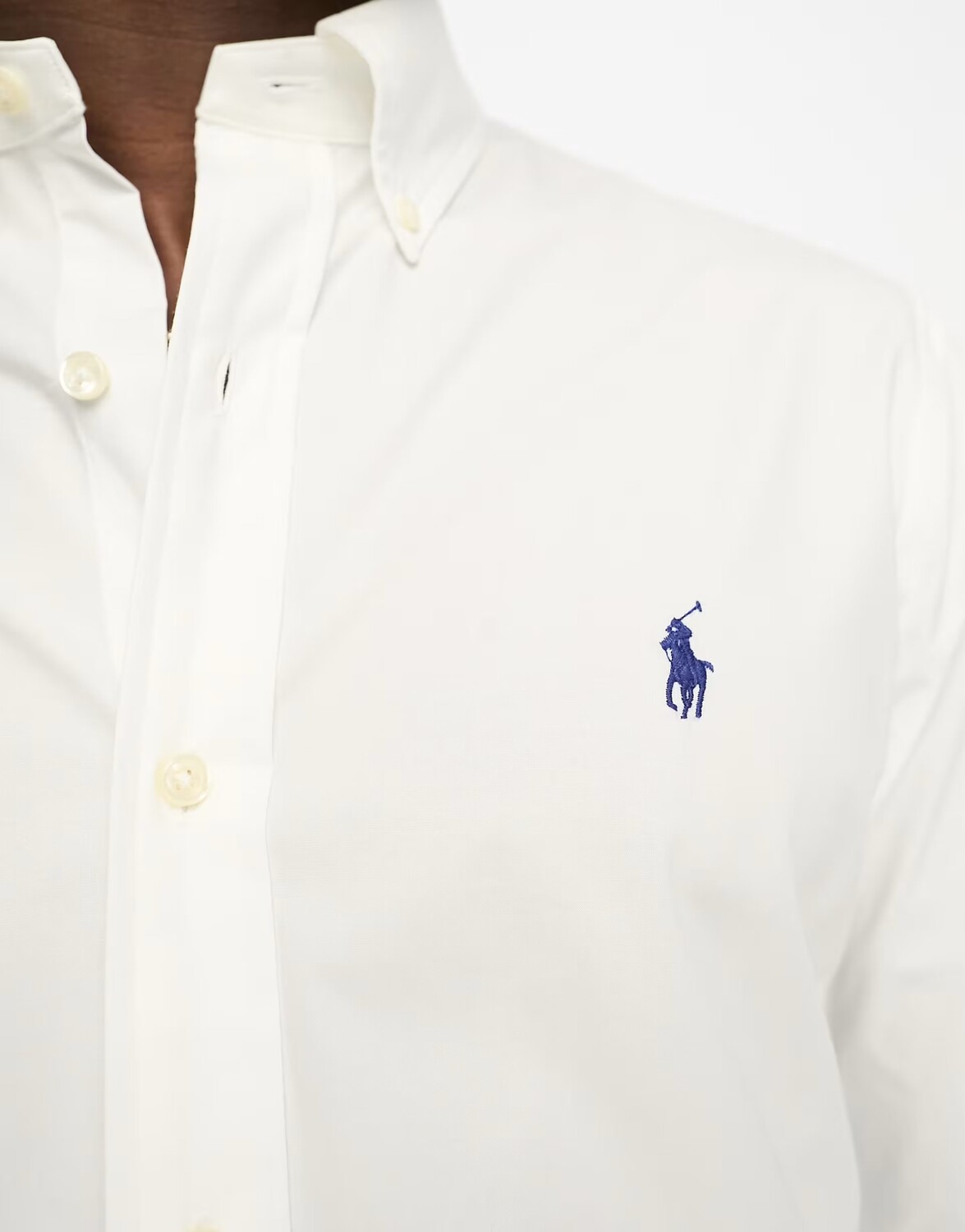 Белая поплиновая рубашка узкого кроя с логотипом Polo Ralph Lauren — фото 3