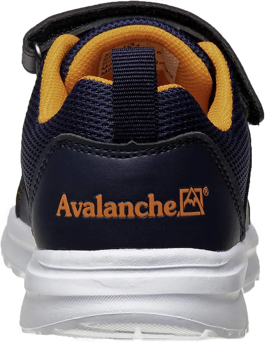 Детские кроссовки для девочек и мальчиков с принтом Avalanche, Navy Orange — фото 3