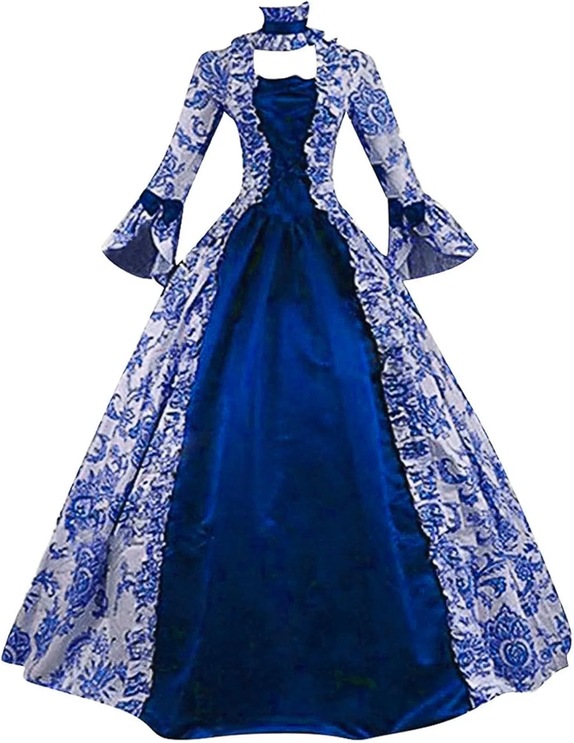 Женское винтажное платье в пол с жаккардовым узором, Dark Blue