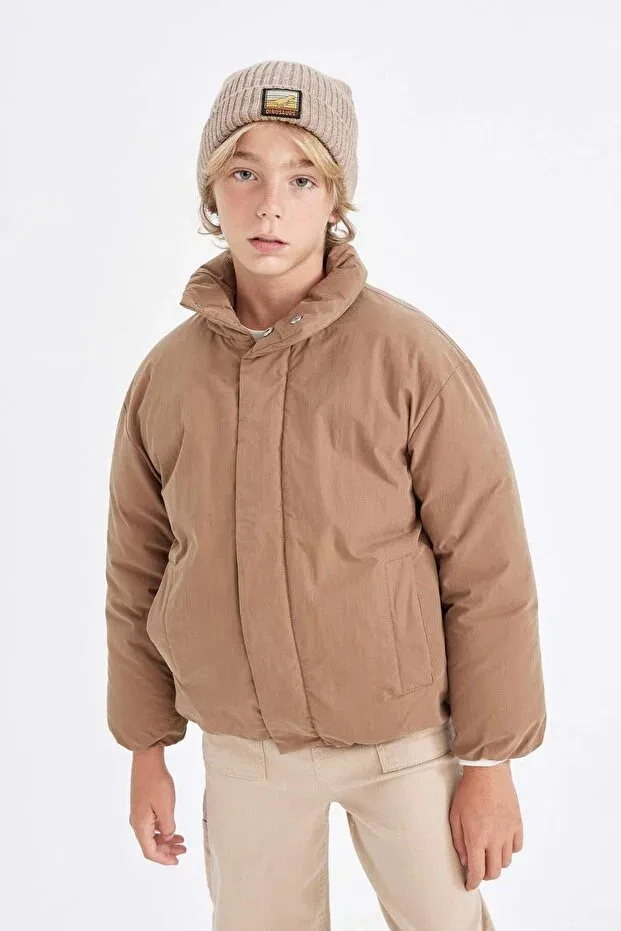 Детское пальто для девочек водонепроницаемое с длинным рукавом Defacto, Beige-Bg711 — фото 3