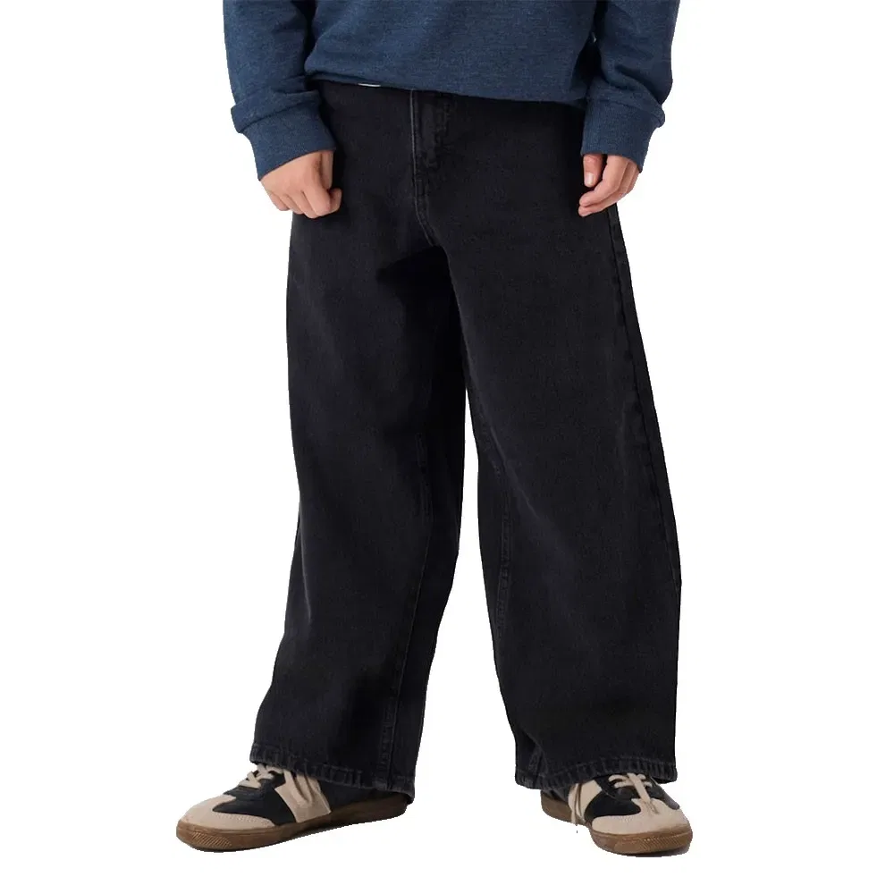 Детские джинсы свободного кроя с потертостями Ben Skater Name it, Black