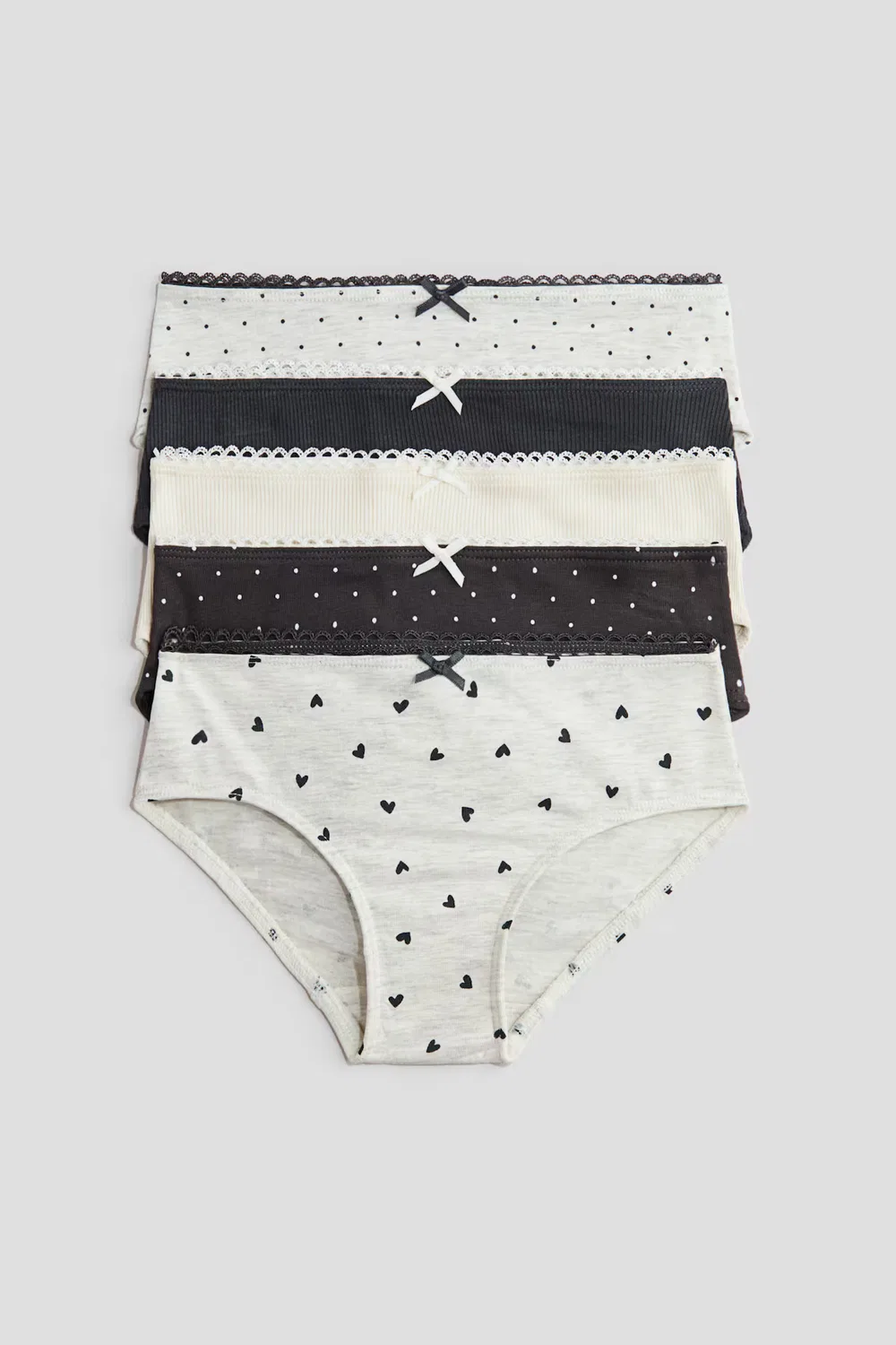 5 хлопковых трусов в упаковке H&M, Hellgraumeliert/Herzen