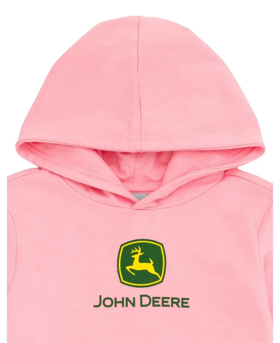 Детский флисовый худи с капюшоном, с принтом John Deere, Bright Pink — фото 3