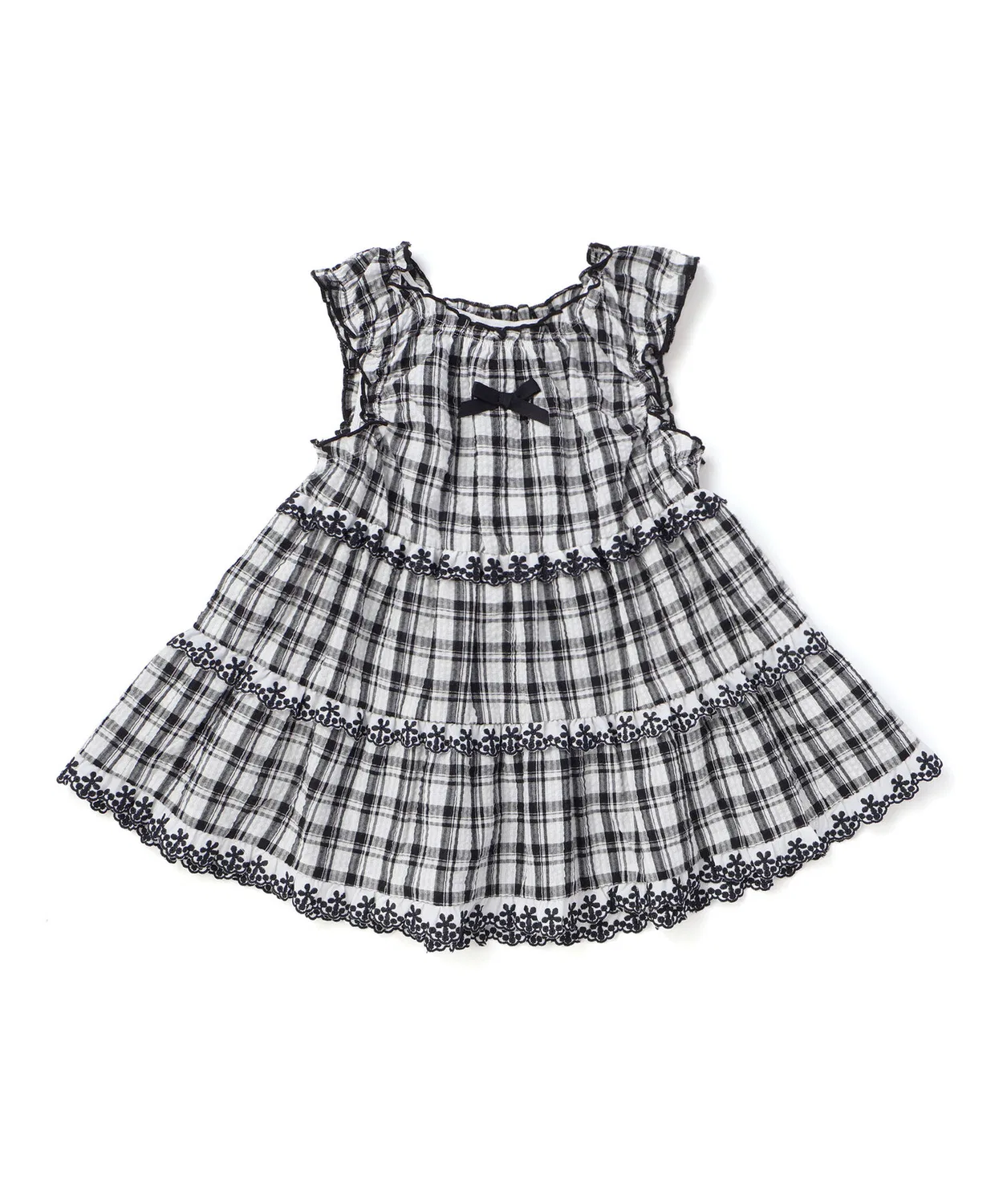 Детская блузка-туника без рукавов с воланами Madras Check BeBe, Blue — фото 4