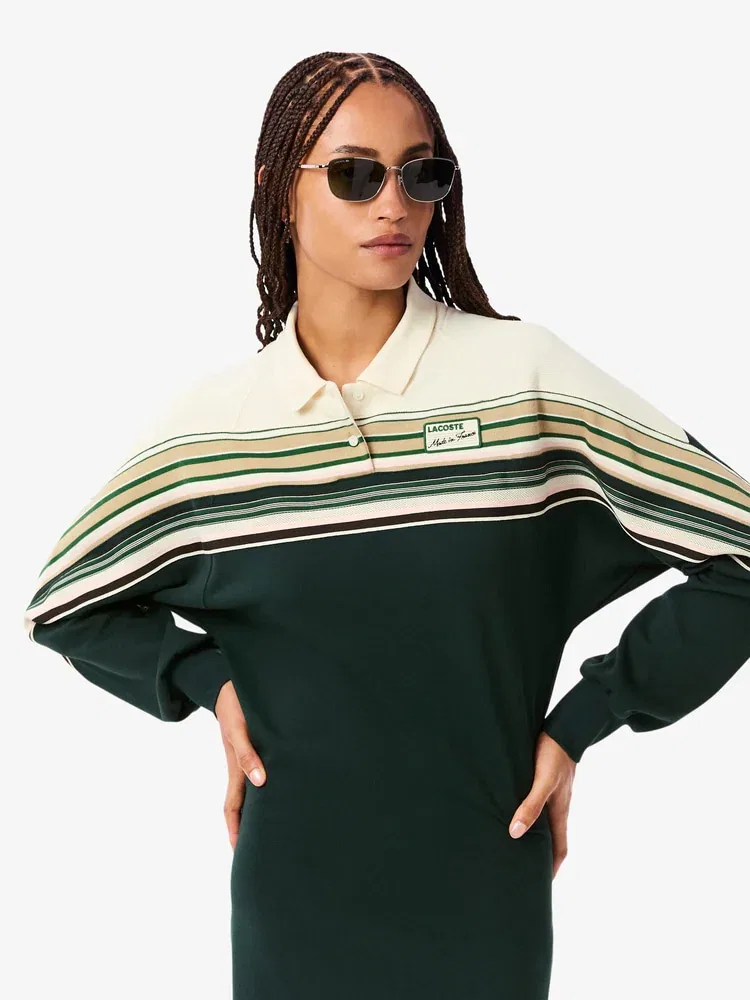 Платье поло Lacoste MIF Betwing, с длинным рукавом, зеленое — фото 2