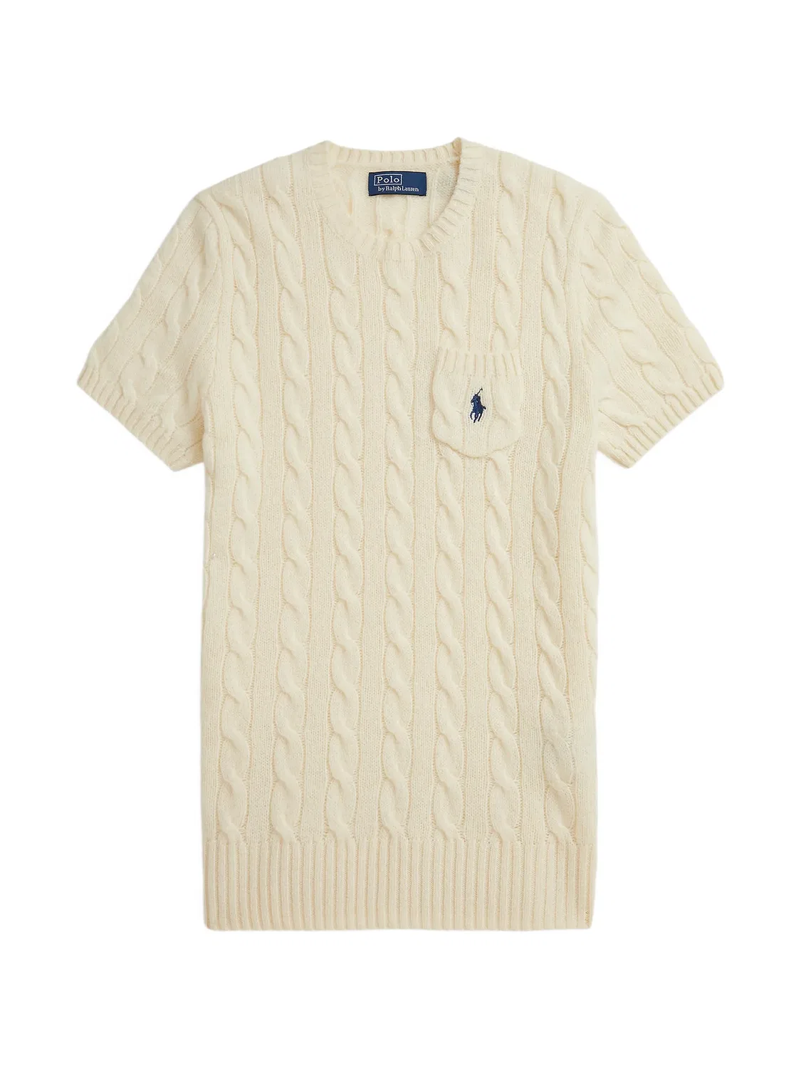 Джемпер с коротким рукавом из шерсти и кашемира Polo Ralph Lauren, нейтральные