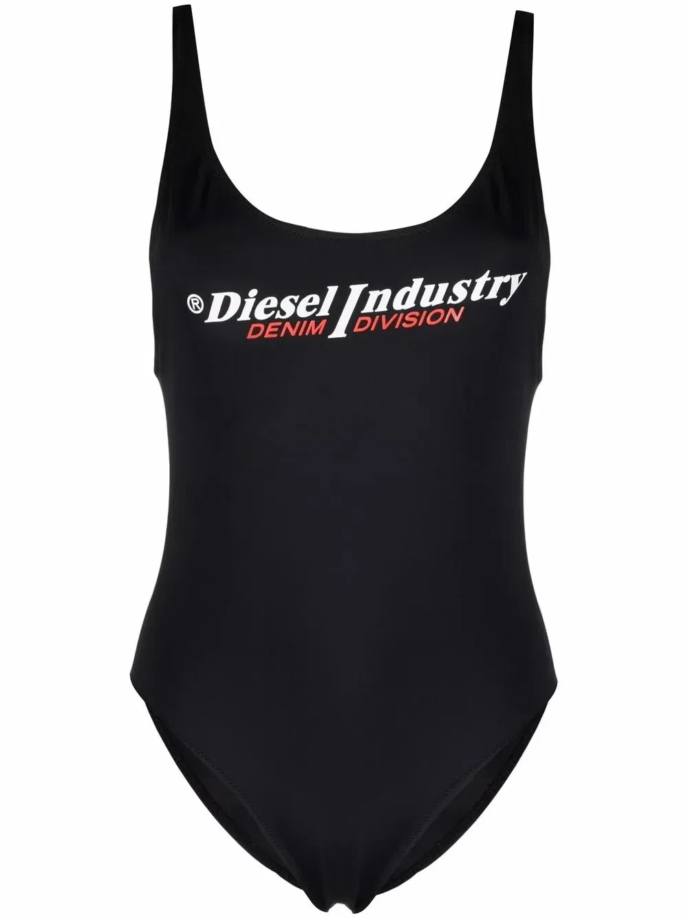Купальник с крытой спиной и логотипом Diesel, черный