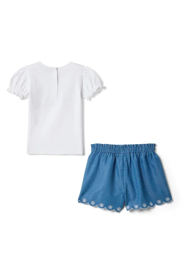 Комплект из джинсовой куртки и шорт с принтом Set Denim Shorts Ovs, White Blue, белый/синий — фото 2