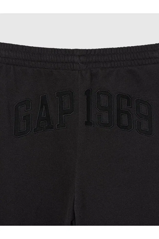 Детские широкие спортивные штаны для девочек из махры с принтом Gap, Black-001 — фото 2