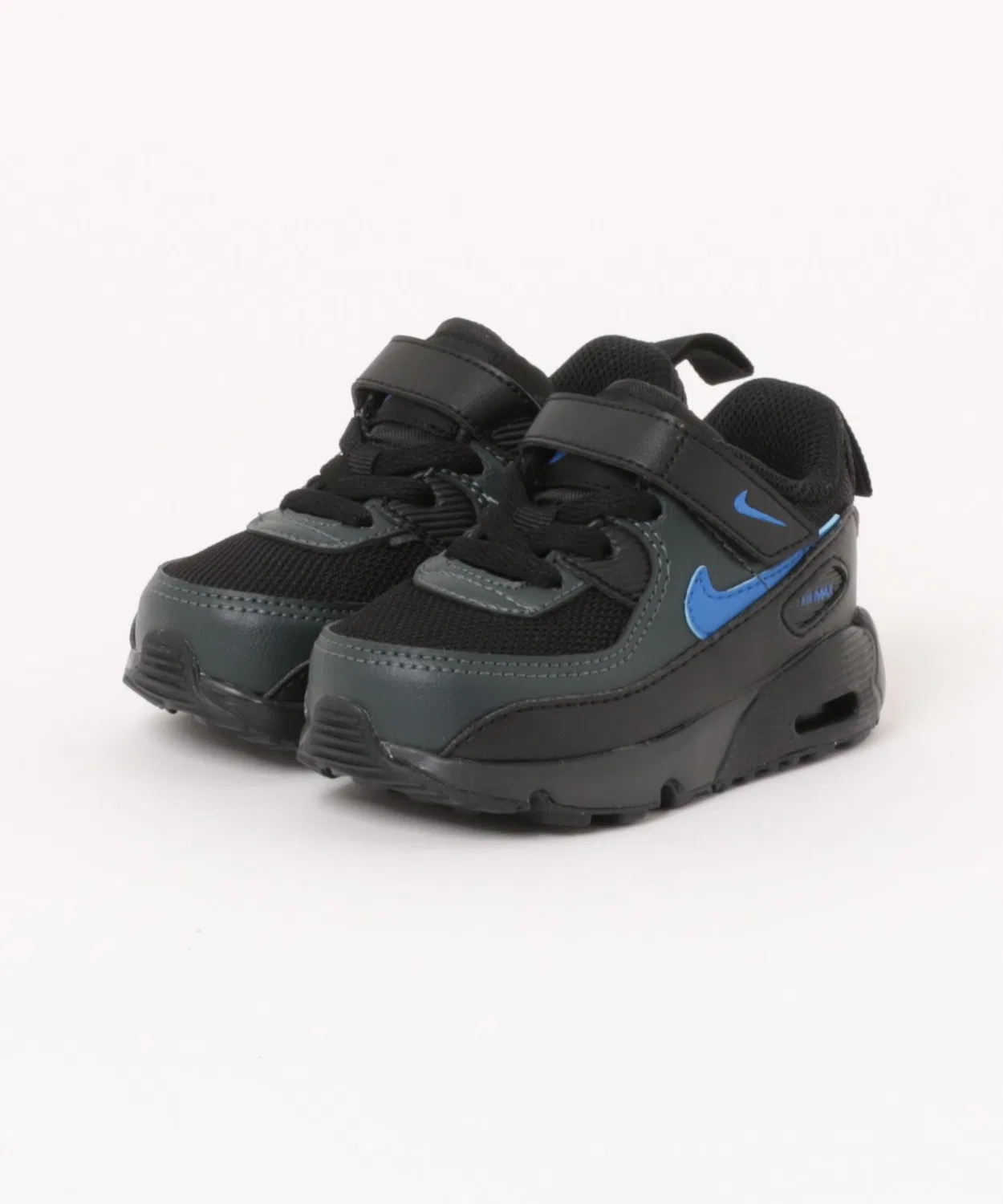 Детские кроссовки с липучкой Air Max 90 Mesh VS TD NIKE, Black/Racblu