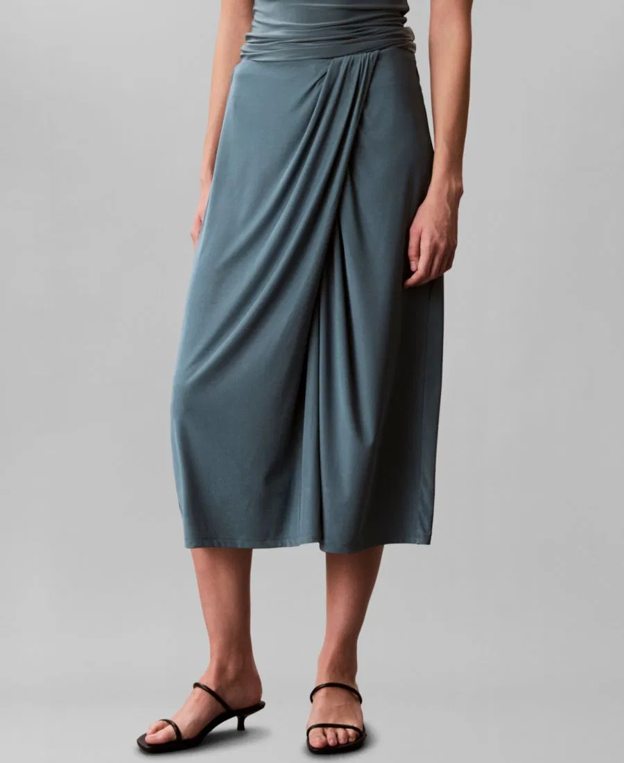 Женский комплект топ с драпировкой и юбка-обертка макси Calvin Klein, North Atlantic