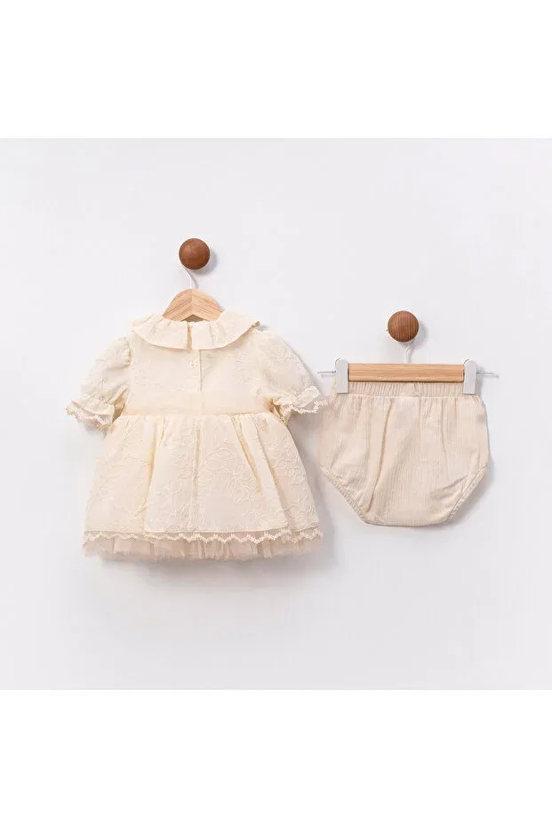 Детское платье для девочек хлопковое Leona Ma Moi Baby For A Little Smile, Beige — фото 4