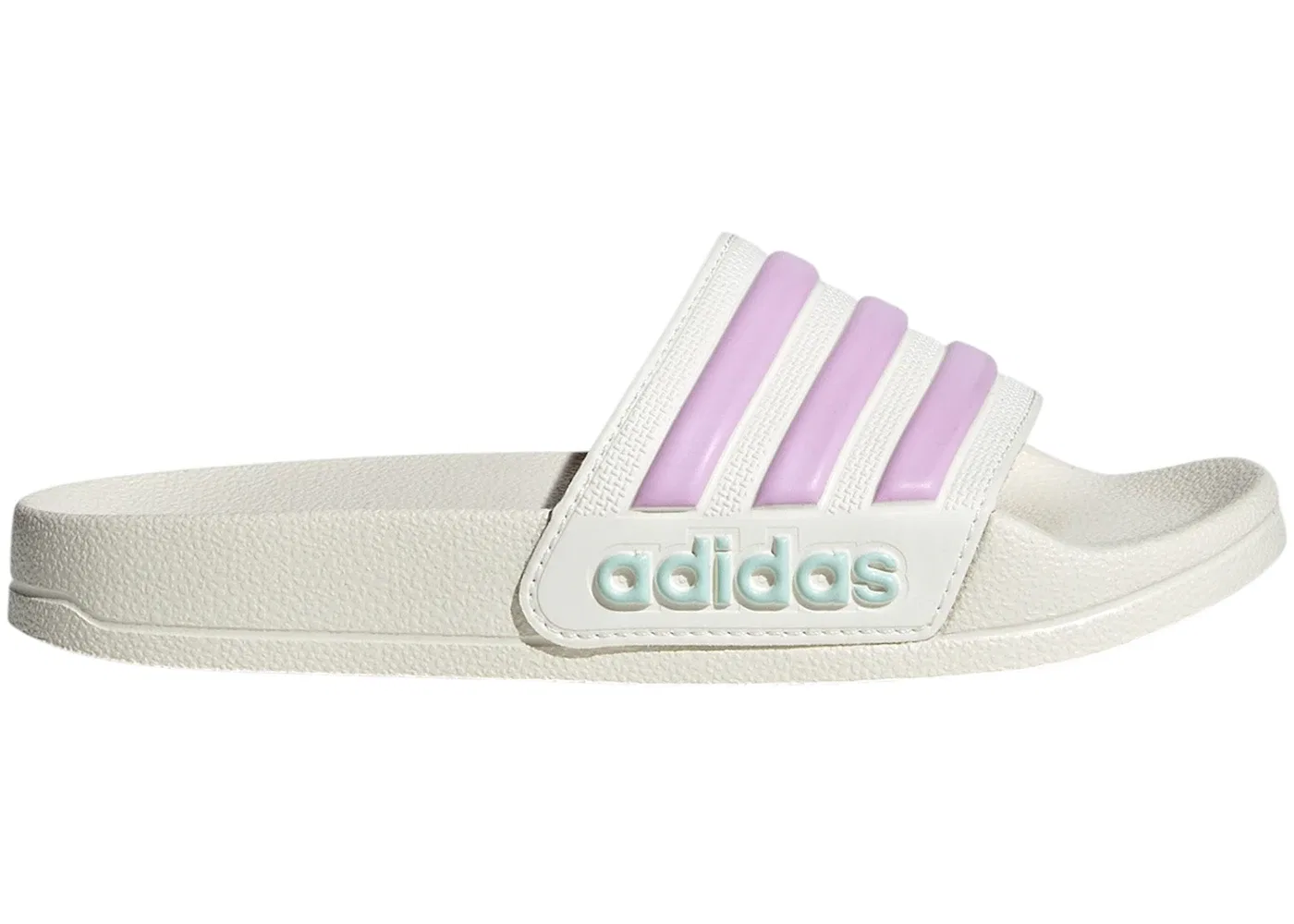 Детские шлепанцы с тремя ремешками Adidas Adilette Shower Slides, Off White Bliss Lilac Halo Mint
