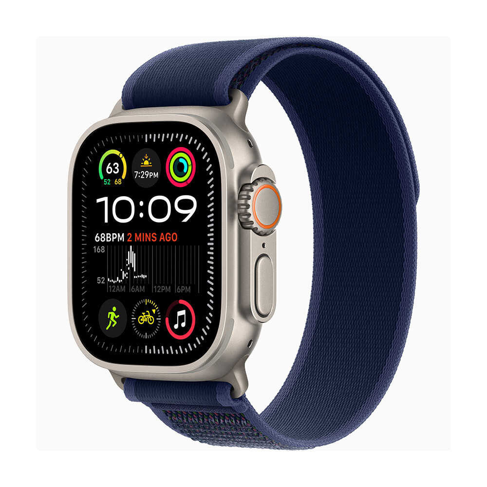 

Умные часы Apple Watch Ultra 2, 49 мм, GPS+Cellular, Natural Titanium Case/Blue Trail Loop, M/L, Синий, Умные часы Apple Watch Ultra 2, 49 мм, GPS+Cellular, Natural Titanium Case/Blue Trail Loop, M/L