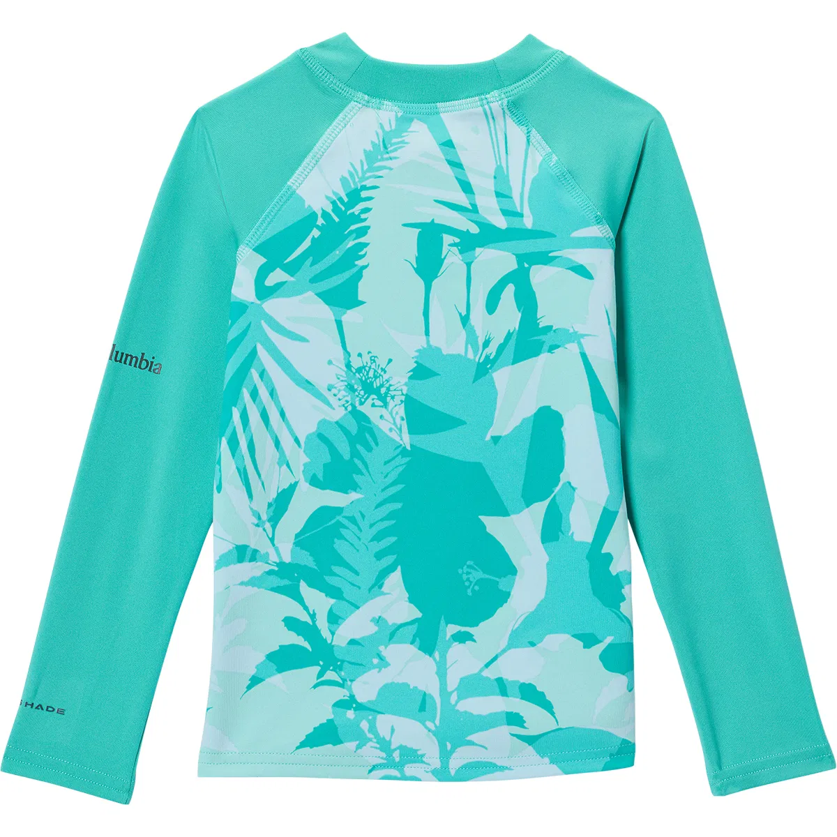 Детский лонгслив с принтом Sandy Shores Printed Long-Sleeve Sunguard Columbia, Dolphin Botaniflage/Dolphin — фото 2