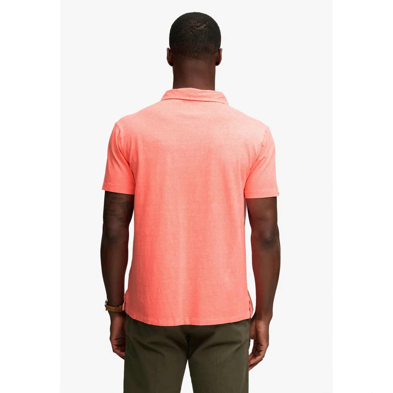 Мужское поло из хлопка и льна Superdry, Neon Coral — фото 3