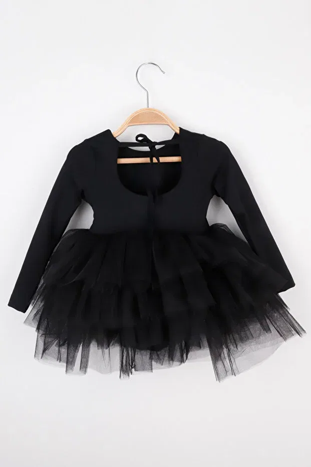Детское платье для девочек с длинным рукавом Miranda Le Mabelle, Black — фото 3