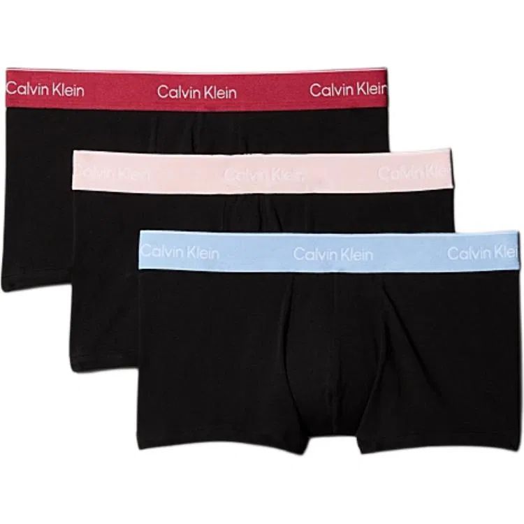 Комплект боксеров Calvin Klein Low Rise, 3 предмета, черно-голубой/черно-розовый/черно-красный