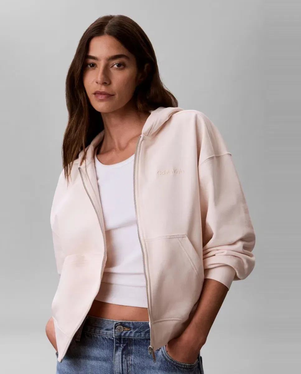 Женская толстовка на молнии хлопковая Calvin Klein, Blanco