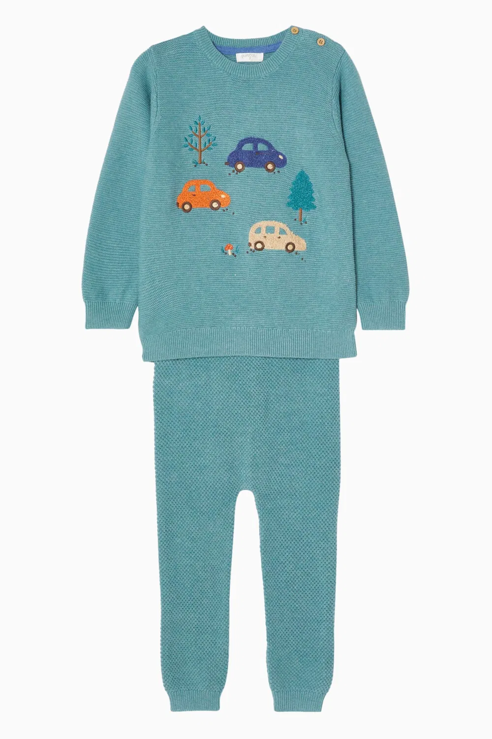 Свитшот хлопковый с шерстью Woodland Purebaby, зеленый — фото 2