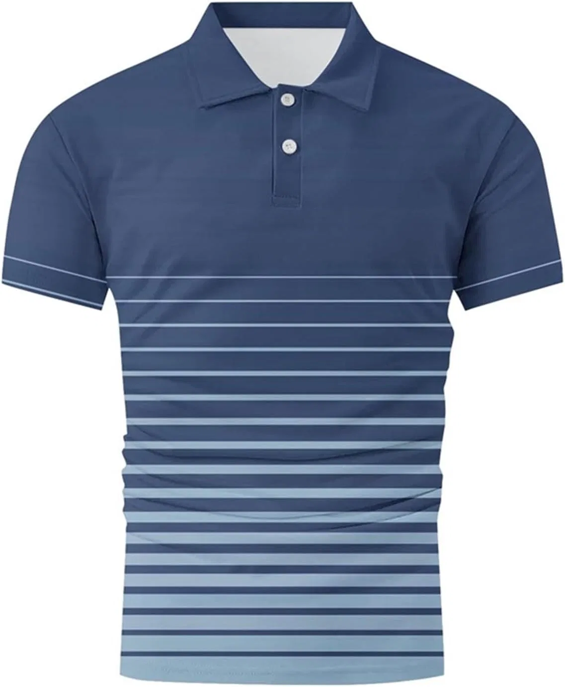 Мужская повседневная футболка с воротником Striped Gradient, Blue — фото 4