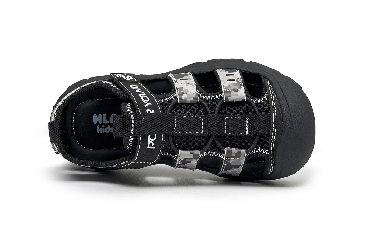 Детские сандалии из синтетической кожи и текстиля HLA, Black — фото 4