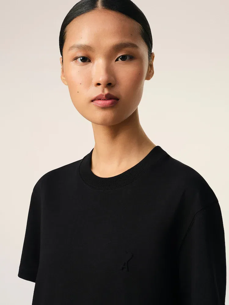 Футболка с тисненым логотипом, Unisex AMI PARIS, Black — фото 3