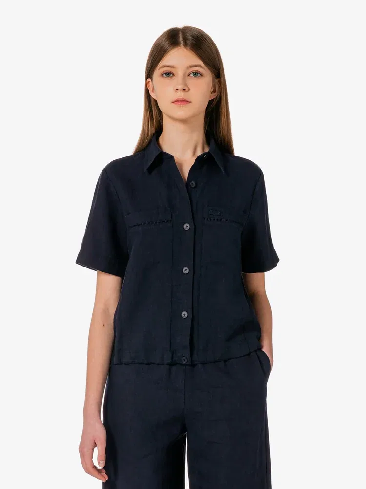 Рубашка LACOSTE Linen Openwork, Navy