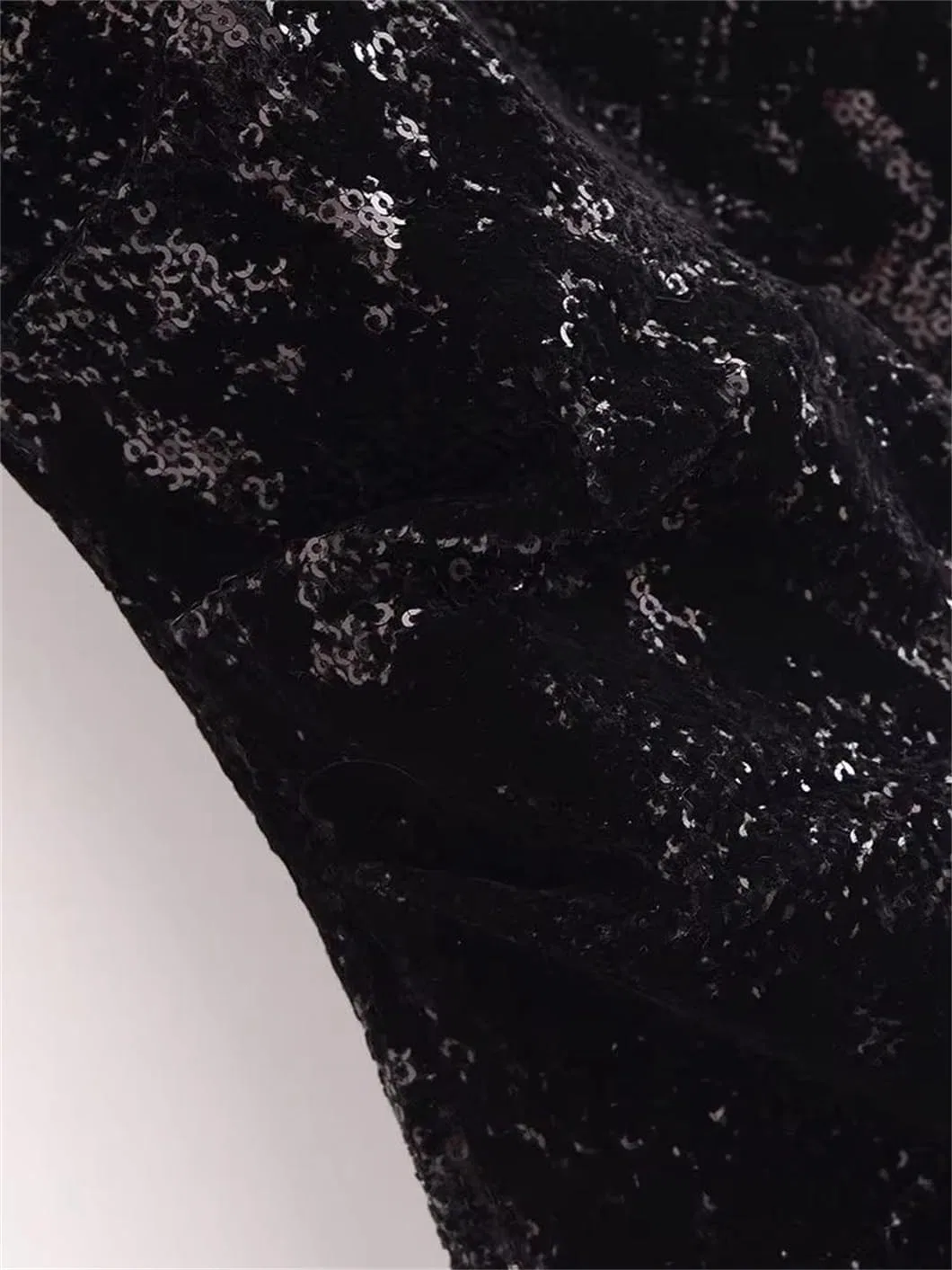 Женское вечернее мини-платье с пайетками и складками, Black — фото 4