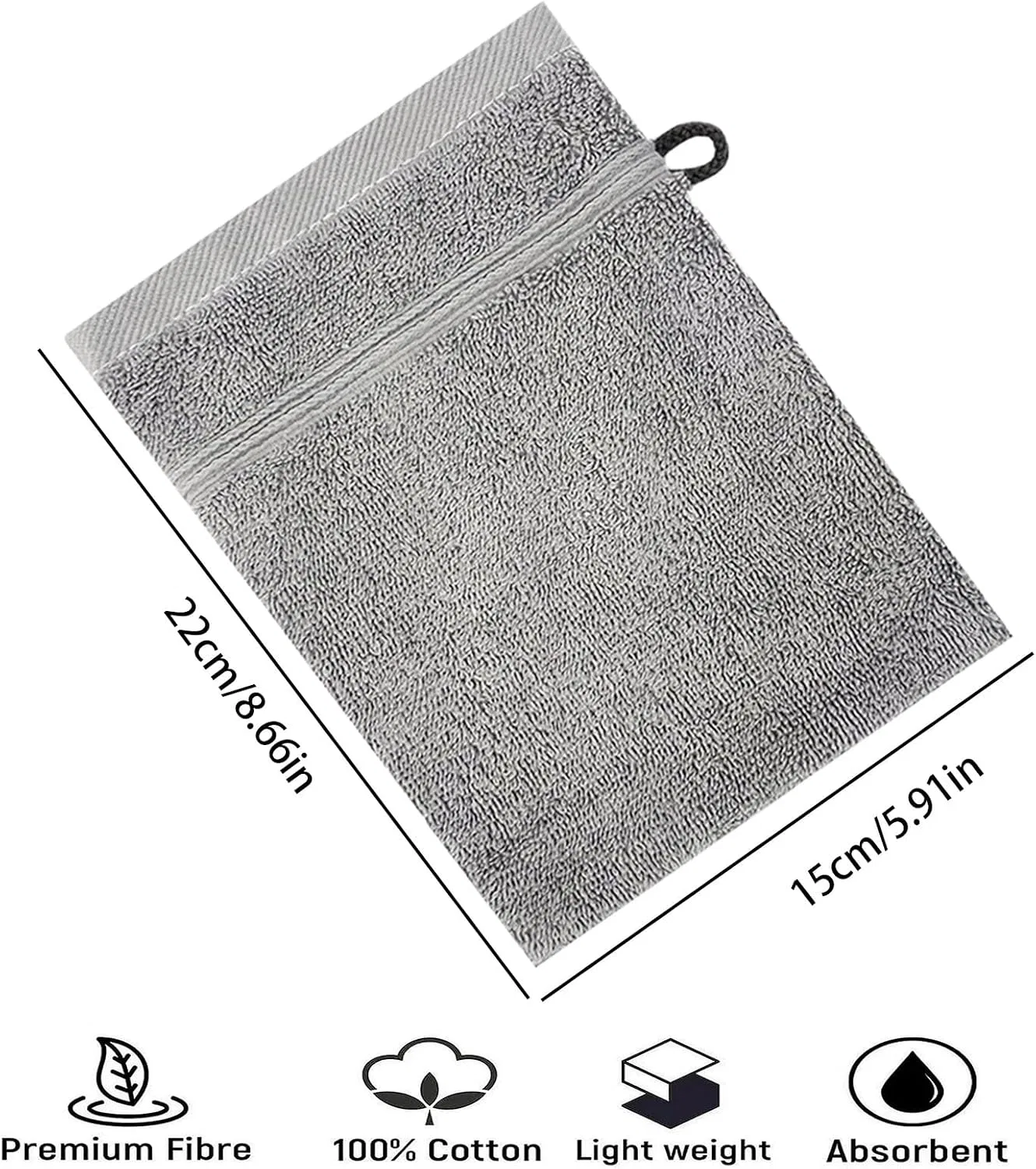 Мочалка для душа, Generisch, 4 штуки, 22x15 см, Light Gray — фото 2