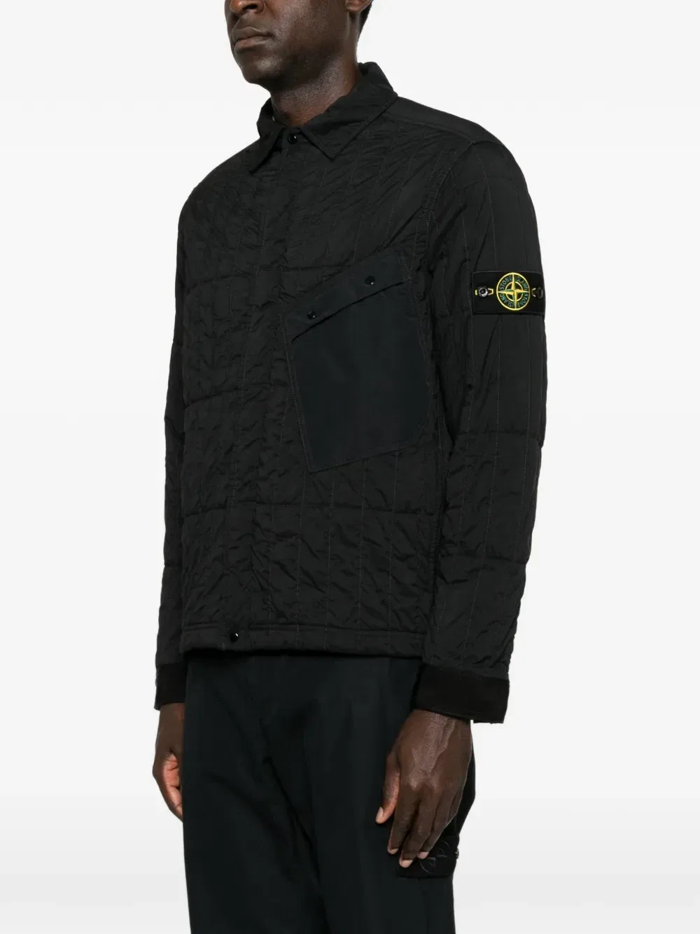 Стеганая верхняя куртка-рубашка на молнии Stone Island, черный — фото 3