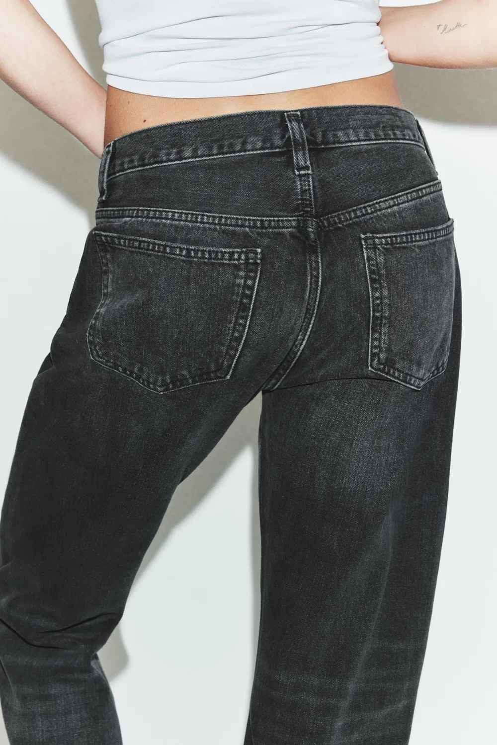 Джинсы TRF с прямым кроем и средней посадкой ZARA, Black — фото 4