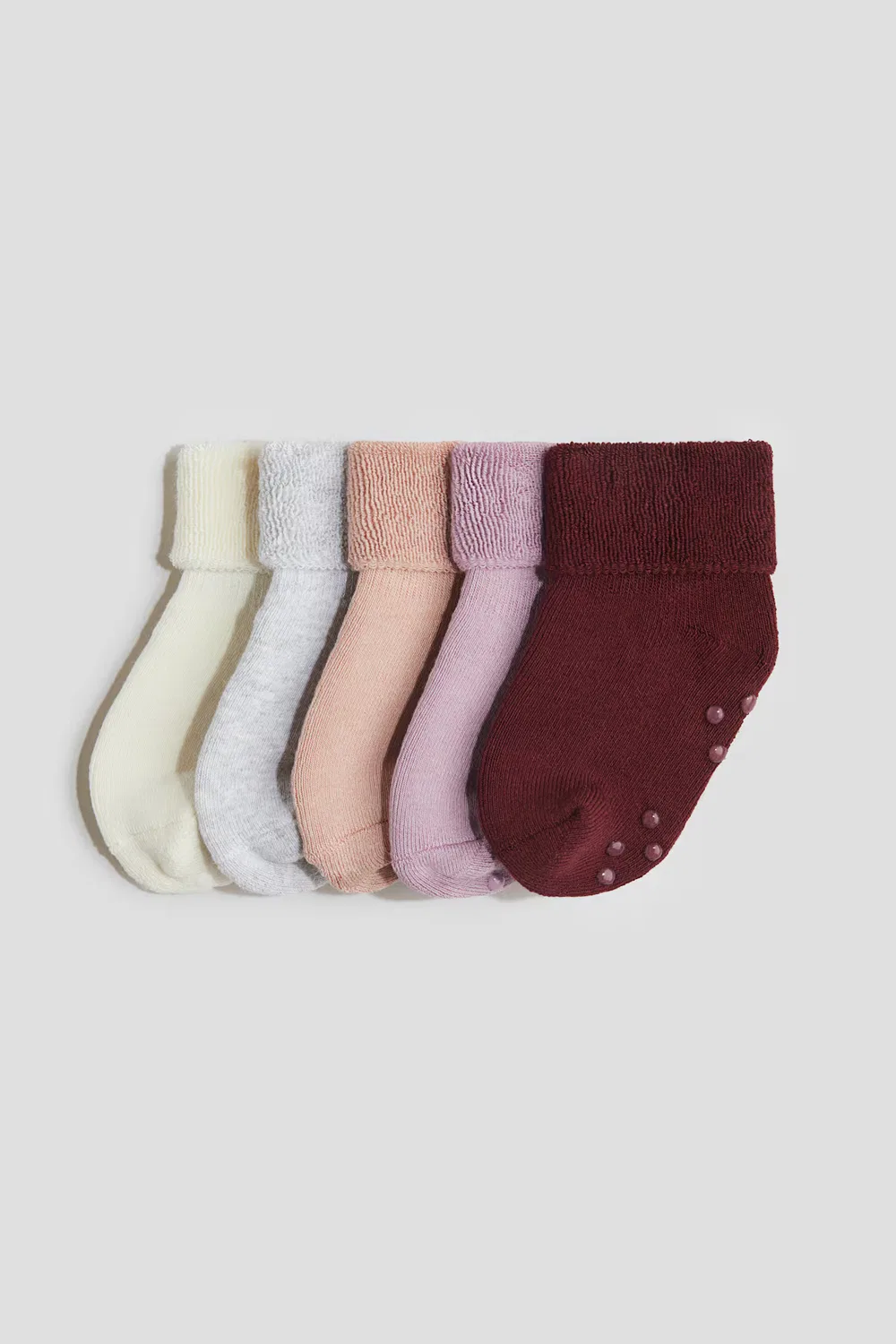 Набор из 5 противоскользящих махровых носков H&M, Dunkelrot/Rosa