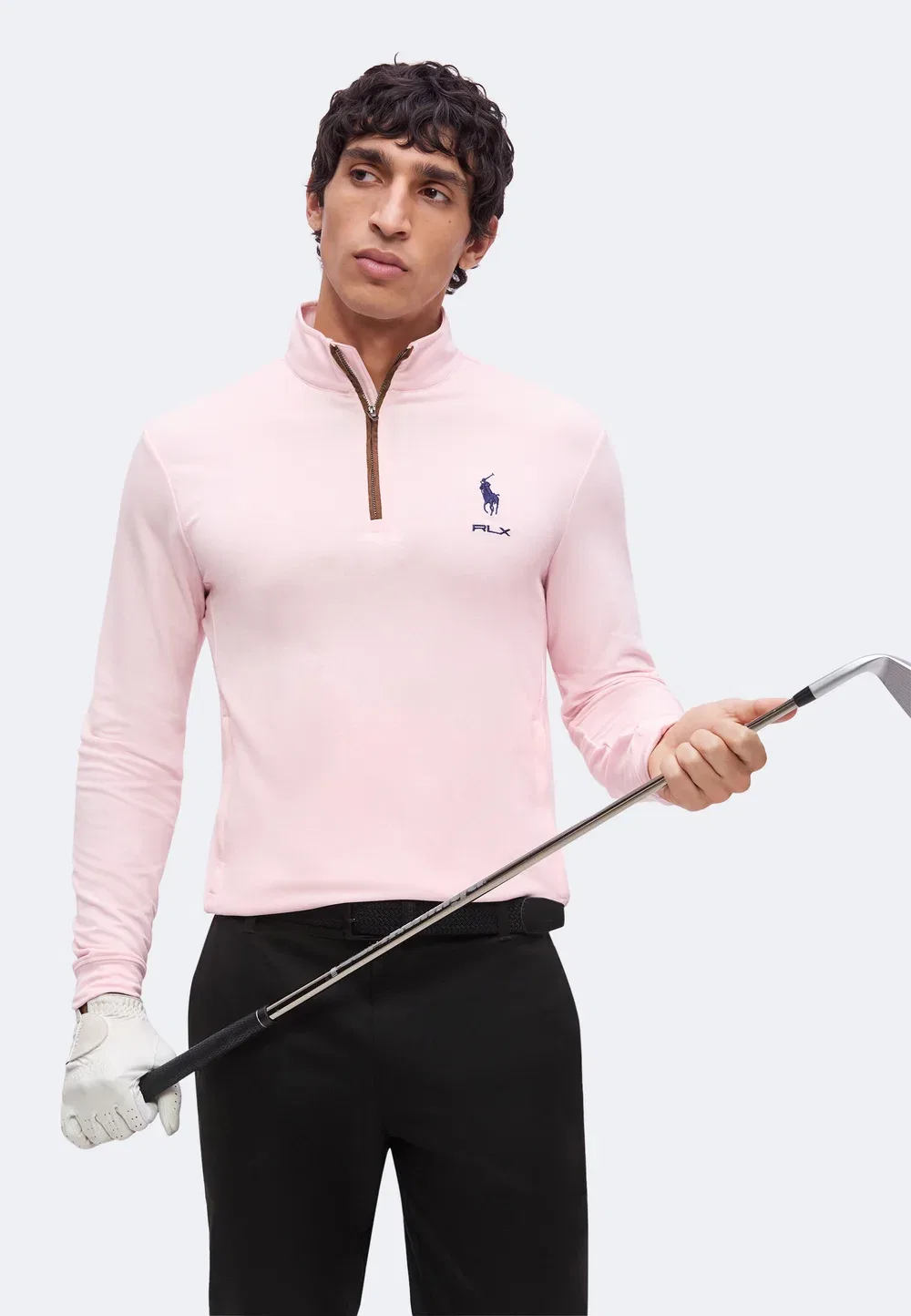 Футболка с застежкой-молнией до середины груди и длинными рукавами Polo Ralph Lauren, Powder Pink — фото 4